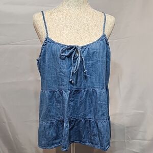 Old Navy Blue Denim Camisole Top With Adjustable Straps